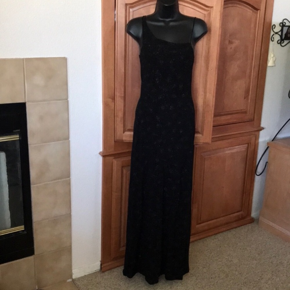 Byer Too! Black Glitter Faux One Shoulder Dress